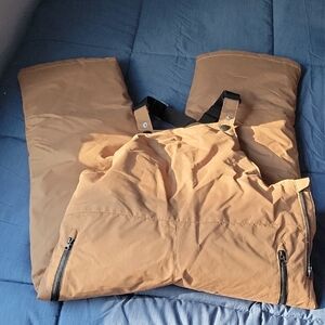 Tan Snowpant Overalls with Black Straps